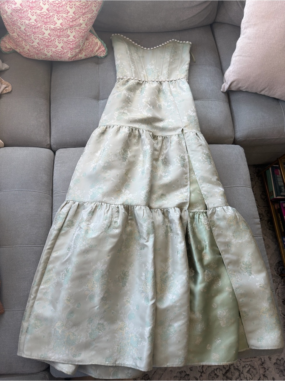 V. Chapman The Vivian Dress in Sage Windsor Brocade size 6 - Picture 11 of 16